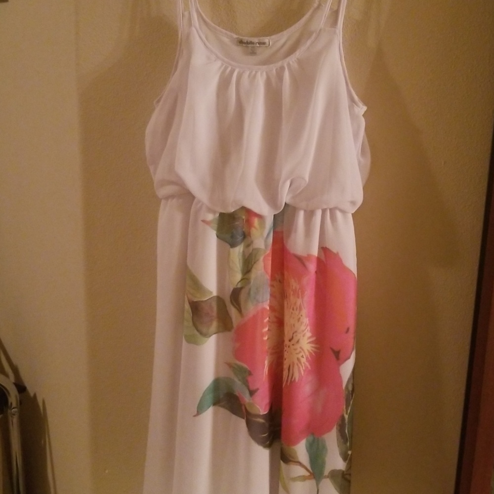 White Floral Chiffon Summer Dress
